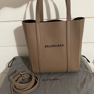 Balenciaga Taupe/Beige Leather Mini Tote with Strap